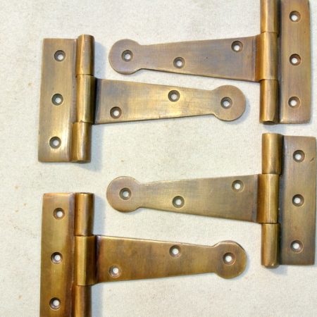 4 small cast heavy hinges vintage aged style solid Brass DOOR BOX restoration heavy 4" 100mm natural aged oxidized bronze patina
