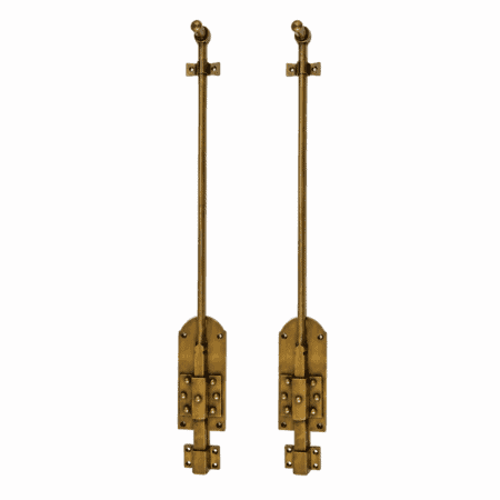 2 LARGE 18" SOLID BRASS FRENCH FLUSH BOLTS – 47 CM – HEAVY ANTIQUE STYLE DOOR BOLTS