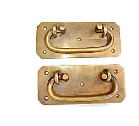 2 Small BOX HANDLES Chest Watson Brass 43A Vintage Old Style 4.1/2" Solid Brass Bronze Patina