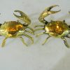 2 tiny small MUD CRAB solid brass polished brass claws claws blue swimmer 3" old looking statue hand made (Copy)