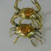 2 tiny small MUD CRAB solid brass polished brass claws claws blue swimmer 3" old looking statue hand made (Copy)