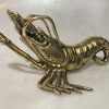 PRAWN statue decor solid brass hollow 8 " long heavy aged old look 21 cm polished brass hand made cast (Copy)