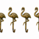 4 FLAMINGO Hooks – 5.5 Solid Heavy Brass Wall Hooks – Vintage Style Aged Brass Bird Hangers – Set of 4