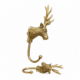 2 Large STAG Deer Coat Hooks – Solid 100% Brass – Vintage Antique Style Wall Hooks – Heavy 7 Hall Stand Hooks