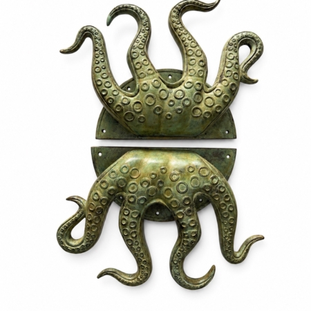 2 x Massive Octopus Brass Door Pull Handles 18” x 25” Solid Brass Tentacle Barn Door Grabs