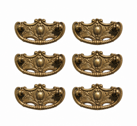 6 Solid Brass Pull Handles 80mm 3.1 Heavy D Drawer Door Pulls Watson A12 Vintage old style 