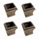 4 Small Solid Brass Sabot Castor Cups – 29mm Square Furniture Feet – Antique Chair & Table Leg Protectors