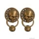 2 x LARGE ROUND SKULL HEAD RING PULL DOOR KNOCKER – SOLID BRASS  DAY OF THE DEAD 4" 11.5 cm