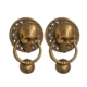 2 x LARGE ROUND SKULL HEAD RING PULL DOOR KNOCKER – SOLID BRASS DAY OF THE DEAD 4" 11.5 cm