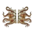 2 x Massive Octopus Brass Door Pull Handles 18” x 25” Solid Brass Tentacle Barn Door Grabs