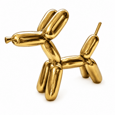 Heavy Solid Brass Balloon Dog Statue 10.5" Handmade Polished Brass Art Sculpture