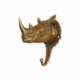 RHINO HOOK Solid Brass Vintage Wall Hook 7 Heavy Detailed Rhino Head Hanger Antique Style