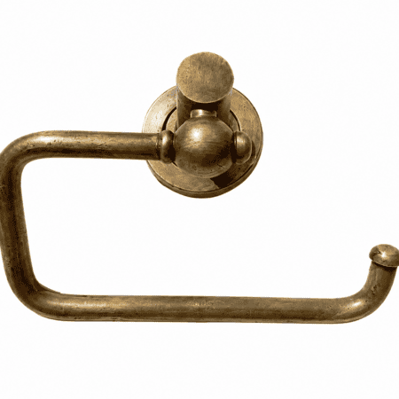 VINTAGE SOLID BRASS TOILET ROLL HOLDER – HEAVY ANTIQUE OLD STYLE BATHROOM FIXTURE – 16 CM