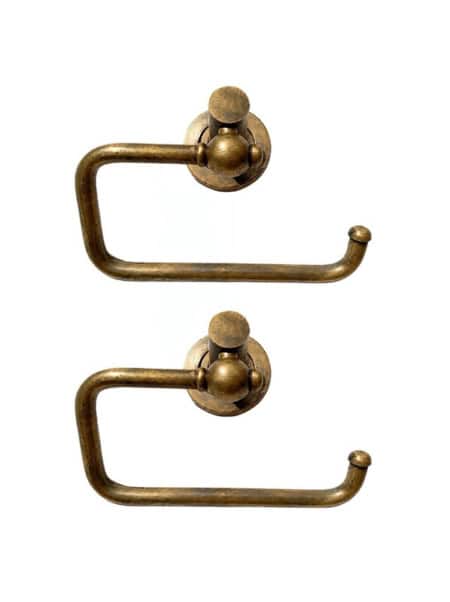 VINTAGE style SOLID BRASS TOILET ROLL HOLDER – HEAVY ANTIQUE OLD STYLE BATHROOM FIXTURE – 16 CM