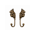 2 SQUIRREL Hooks – 6.5" Solid Heavy Brass Wall Hooks – Vintage Style Aged Brass Animal Hangers – Set of 2