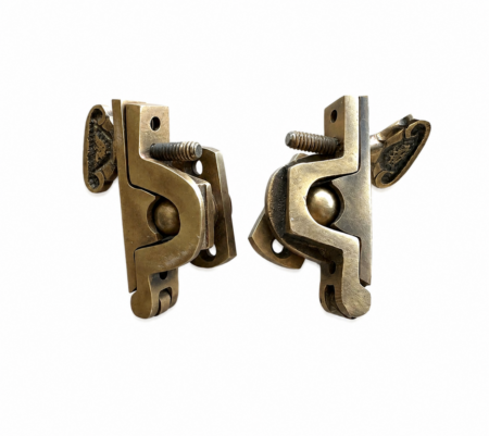 2 Polished MIRROR FITTINGS Dressing Table Recessed 2.1/4" 100% Brass DECO Hinged Ball & Arm
