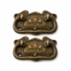 Antique Victorian Edwardian Drop Pull Handles – 2 Small Solid Brass Drawer Pulls – Bronze Patina A8s