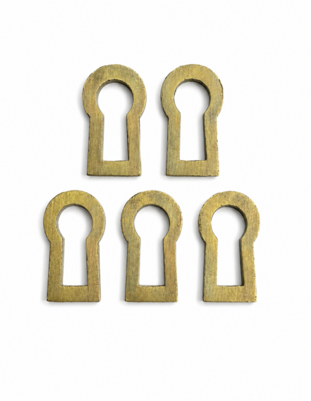 10 Brass Recessed Key Hole Covers 19mm Antique Escutcheon Vintage Watson Brass 1612F