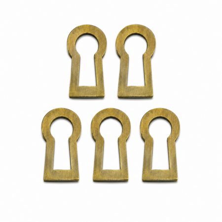 5 Small Brass Recessed Key Hole Covers 16mm Antique Escutcheon Vintage Watson 1612 old Style