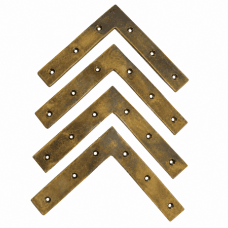 4 Large Solid Brass Flat Strap Box Corners – 6 Antique Vintage Table Edge Corner Protectors – 150mm