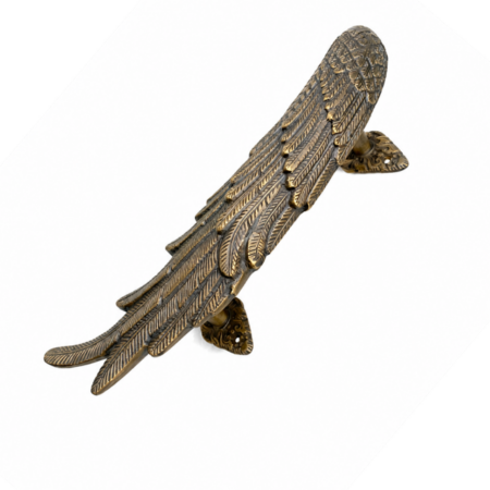 Cast Heavy 13 inch ANGEL WING Solid Brass Door Pull Handle Antique Bronze Patina 33cm GRAB