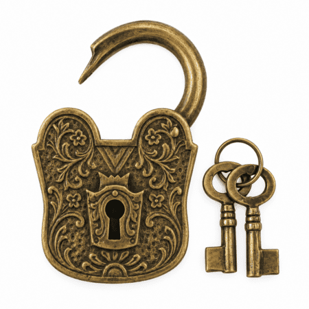 5" BATAVIA PADLOCK – LARGE VINTAGE STYLE 100% SOLID BRASS HEAVY OLD STYLE LOCK