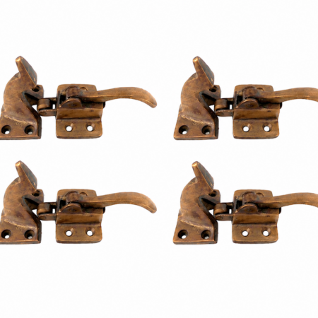 4 Rare Offset 34 Inch ICE BOX CATCH Lever Solid Brass Heavy Offset Antique Style Latches Left & Right Vintage Old Style Handmade Cast