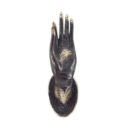 Buddha Hand Door Pull Handle Left or Right Hand Solid Brass 25cm Antique Vintage Door Handle Hook