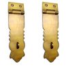 LONG throw box & padlock catch hasp latch vintage style house DOOR 2 Key heavy rectangle solid brass Antique Vintage style skeleton Keys aged patina