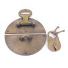 MASSIVE latch & padlock & 2 keys vintage style house BOX antiques box catch hasp DOOR heavy 7.1/2" round 100% solid brass aged patina 19 cm