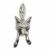 small FOX head old heavy front Door Knocker SILVER 100% SOLID BRASS vintage old style 15 cm bronze patina