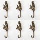 6 old style 11 cm Vintage FOX Head 4.1/4" Solid Brass hook Antique Strong Wall Mount Coat Hat Hook old vintage style hand made pure brass aged