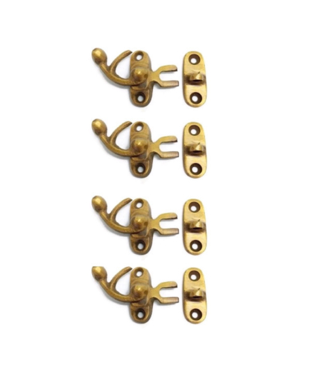 ,4 Nice tiny small polished box latch catches solid brass furniture antiques doors trinket 3 cm x 3 cm