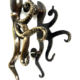 Back to Back Octopus Brass Door Handles Pair 15” Antique Tentacle Pulls GLASS shower doors or metal doors