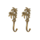 Set of 2 Solid Brass Palm Tree Wall Hooks 6 Tropical Vintage Coat Hooks Heavy Brass Hangers
