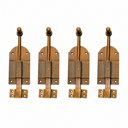 Set of 4 Solid Brass Flush Slide Bolts 6.5" Antique French Style Door Bolts Vintage Cabinet Furniture Hardware