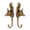 2 large version old style Vintage FOX Head 5.3/4" Solid Brass hook Antique Strong Wall Mount Coat Hat Hook old vintage style hand made pure brass aged 14 cm
