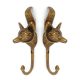 2 large version old style Vintage FOX Head 5.3/4" Solid Brass hook Antique Strong Wall Mount Coat Hat Hook old vintage style hand made pure brass aged 14 cm