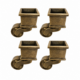 4 Solid Brass Sabot Cup Castors 3.12 High Square Furniture Feet Chair Table Wheel Covers
