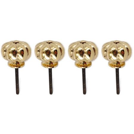 4 small POLISHED heavy 1.1/2" inch wide pulls handles knob GARLIC SHAPE antique style solid pure brass vintage drawer knobs 36 mm kitchen antiques