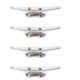 4 CHROME PLATED CLEAT tie downs solid heavy 100% brass 14 cm boat cars tieing rope hooks hand made ship 5.1/2"