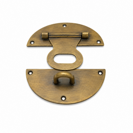 Large Heavy Solid Brass Hasp & Staple Latch – 5" Oval Antique Style Box & Door Catch – Vintage Brass Hardware