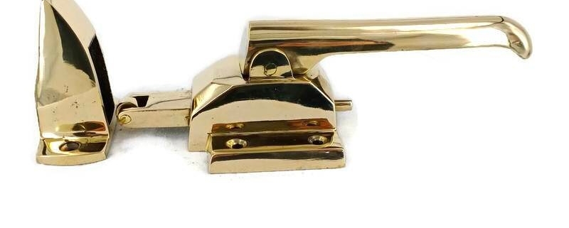 solid brass Large version polished Rare Ice Box Catch offset rebated Lever action Heavy Solid lead light cabinet ice box chest hand made 8 square