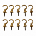 10 Solid Brass Cup Hooks Vintage Antique Style Small Dresser Wall Hooks 35mm Old Brass Hangers Handmade