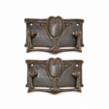 2 Large Art Nouveau Drawer Pull Handles Solid Brass Watson A10 Antique Brass Bronze Patina 4.14 Heavy Vintage Drop Pulls