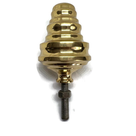 polished B1 large size 14 cm solid Brass cast BED KNOB vintage style hollow 5.1/2" high threaded insert