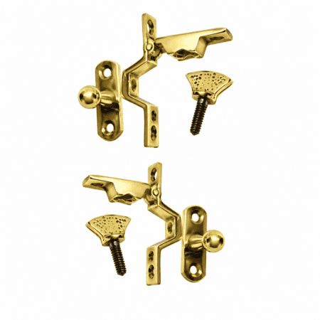 Pair of Solid Brass Mirror Fittings – Dressing Table Mirror Hinges – Recessed Deco Swivel Arms – 2.25" Antique Style Hardware