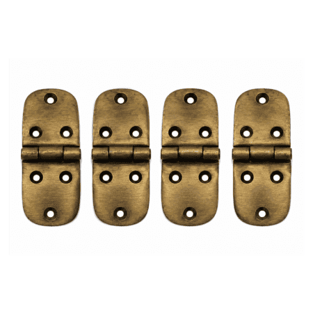 4 Small Heavy Solid Brass Hinges – 3" (75mm) Vintage Round-End Cabinet Hinges