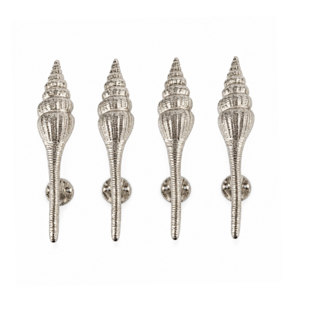4 Heavy Brass Small Version 8" inch Shell Shape Curvy 21 cm Seaside Heavy Brass Door Pull Handle Grab Old Style