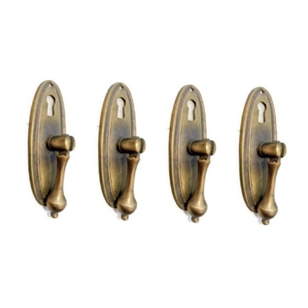 4 Small Antique Drop Pull Handles, Solid Brass Drawer Pulls, Watson 6929F Style, 82mm 3.1/4"